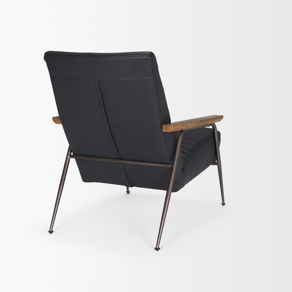 Grosjean Black Leather w/ Black Metal Frame Accent Chair