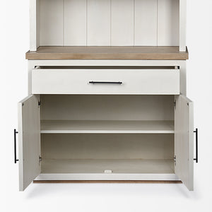Fairview I  White and Medium Brown Wood Three Shelf Shelving Unit