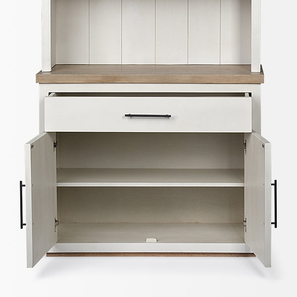 Fairview I  White and Medium Brown Wood Three Shelf Shelving Unit