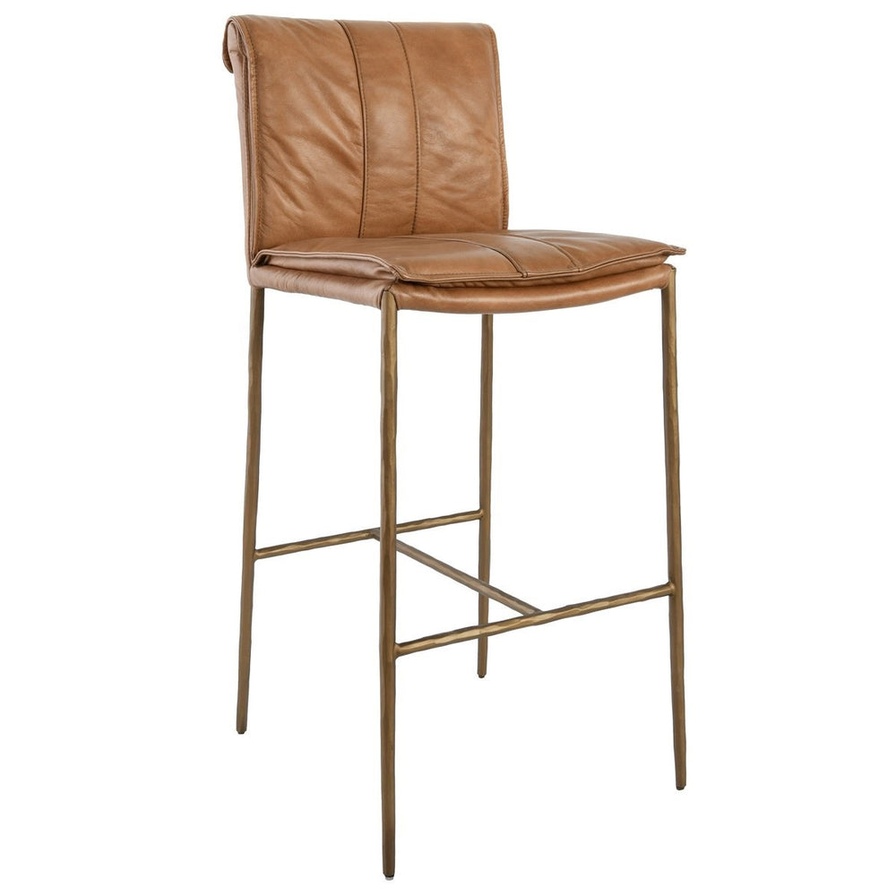Mayer Counter Stool with Top Grain Leather & Iron Legs