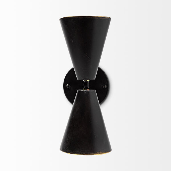 Eris II 7.3x12.6 Black Metal w/Gold Accent Double-Cone Wall Sconce