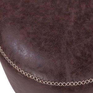 Gaia Round Ottoman In Vintage Coffee Brown