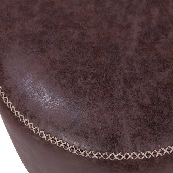 Gaia Round Ottoman In Vintage Coffee Brown