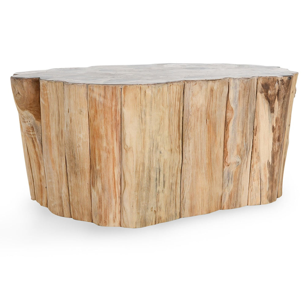 Norwest Solid Wood Coffee Table with Teak & Petrified Wood