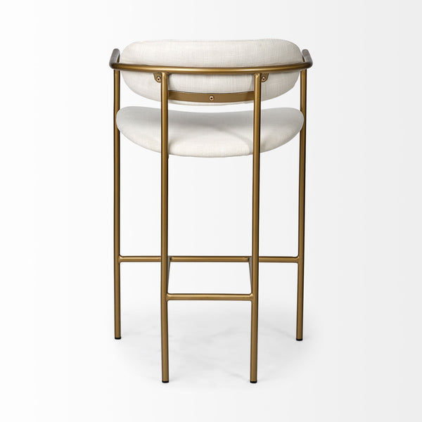 Parker  Cream Fabric Seat Gold Metal Counter Stool