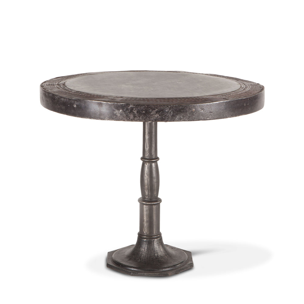 Steampunk 48-Inch Round Marble and Cast Iron Table