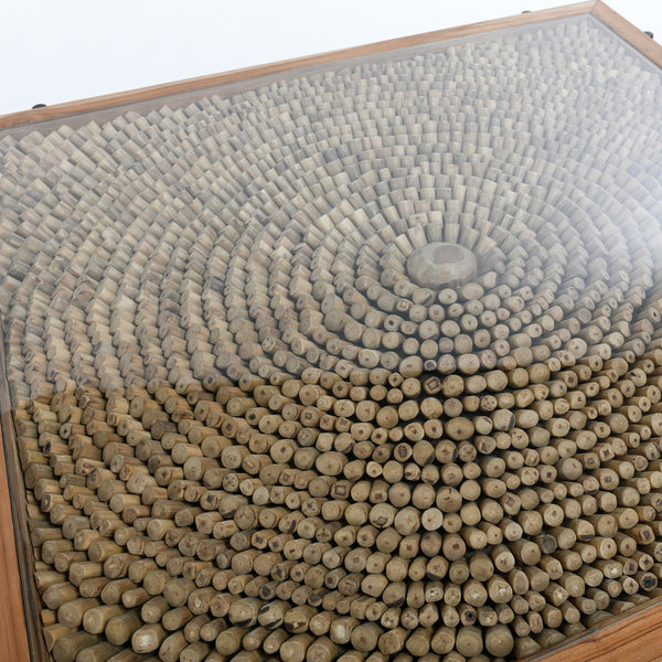 Cyrus Solid Wood Coffee Table - Natural/Black