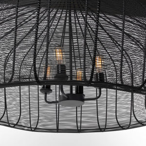 Camila (40"x31") Black Metal Mesh-Style Four Bulb Chandelier
