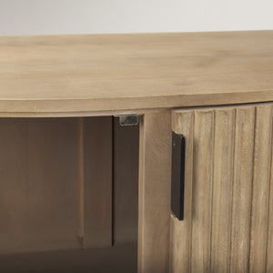 Terra Fluted Light Brown Wood 2-Door Accent Cabinet