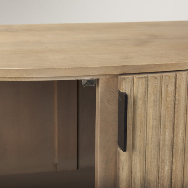 Terra Fluted Light Brown Wood 2-Door Accent Cabinet