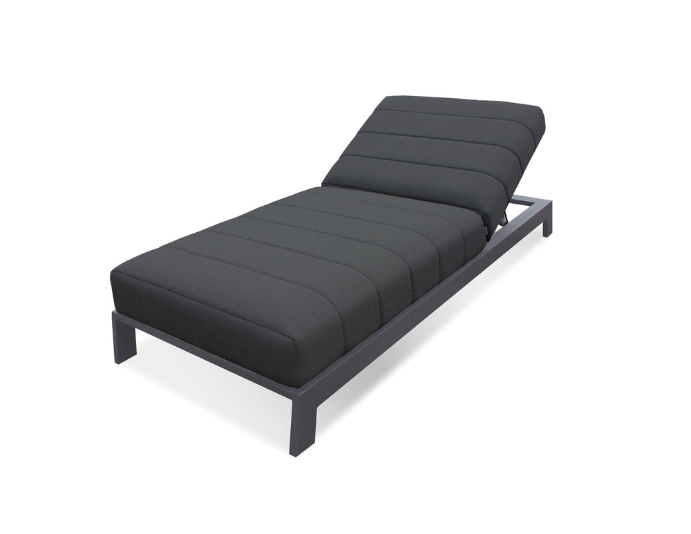 Hanlan Lounger in grey sunbrella fabric with white frame