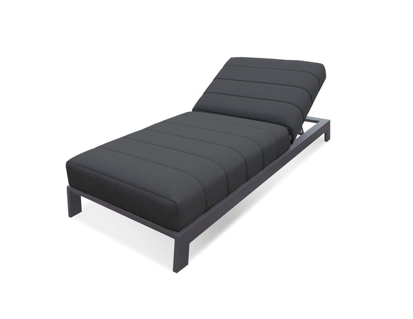 Hanlan Lounger in grey sunbrella fabric with white frame
