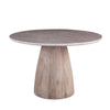 48" Round Dining Table Taupe Marble with Modern Whitewash Mango Wood Base