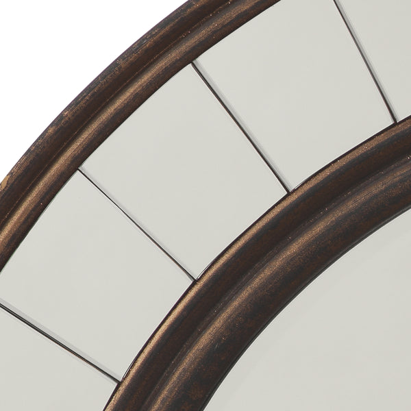 Coltrane Wood Round Wall Mirror, Antique Bronze