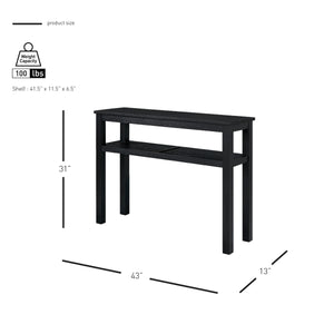 Tiburon KD Console Table with Shelf, Alto Black 