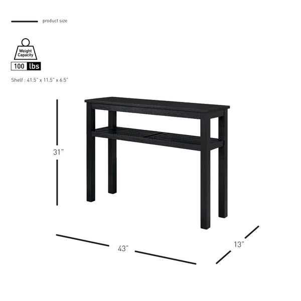 Tiburon KD Console Table with Shelf, Alto Black 