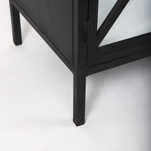 Aurelia 79.0L x 16.0W x 33.0H Black and White Metal Four Door Glass Cabinet