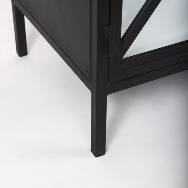 Aurelia 79.0L x 16.0W x 33.0H Black and White Metal Four Door Glass Cabinet