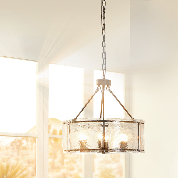 Glenn Large Round Metal 6-Light Chandelier, Bronze
