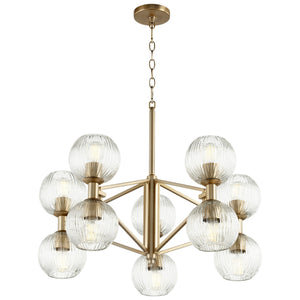 Helios Chandelier in Aged Brass