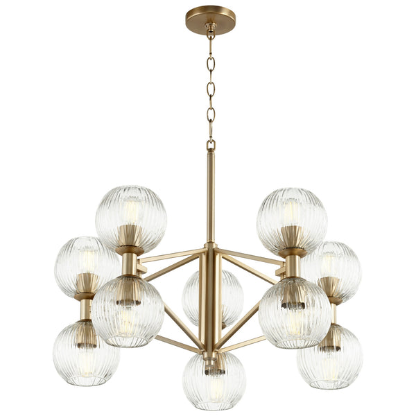 Helios Chandelier in Aged Brass