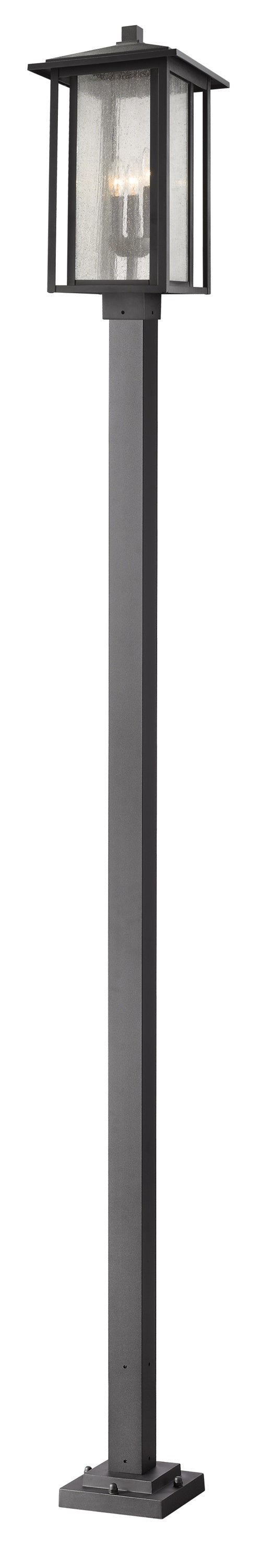 Aspen 3 Light Outdoor Post Mounted Fixture in Black Finish