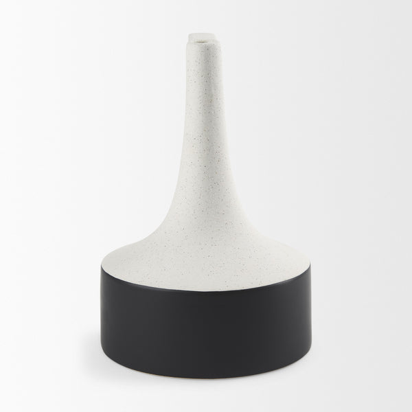 Burton 13.1H Large White and Black Ceramic Jug Vase