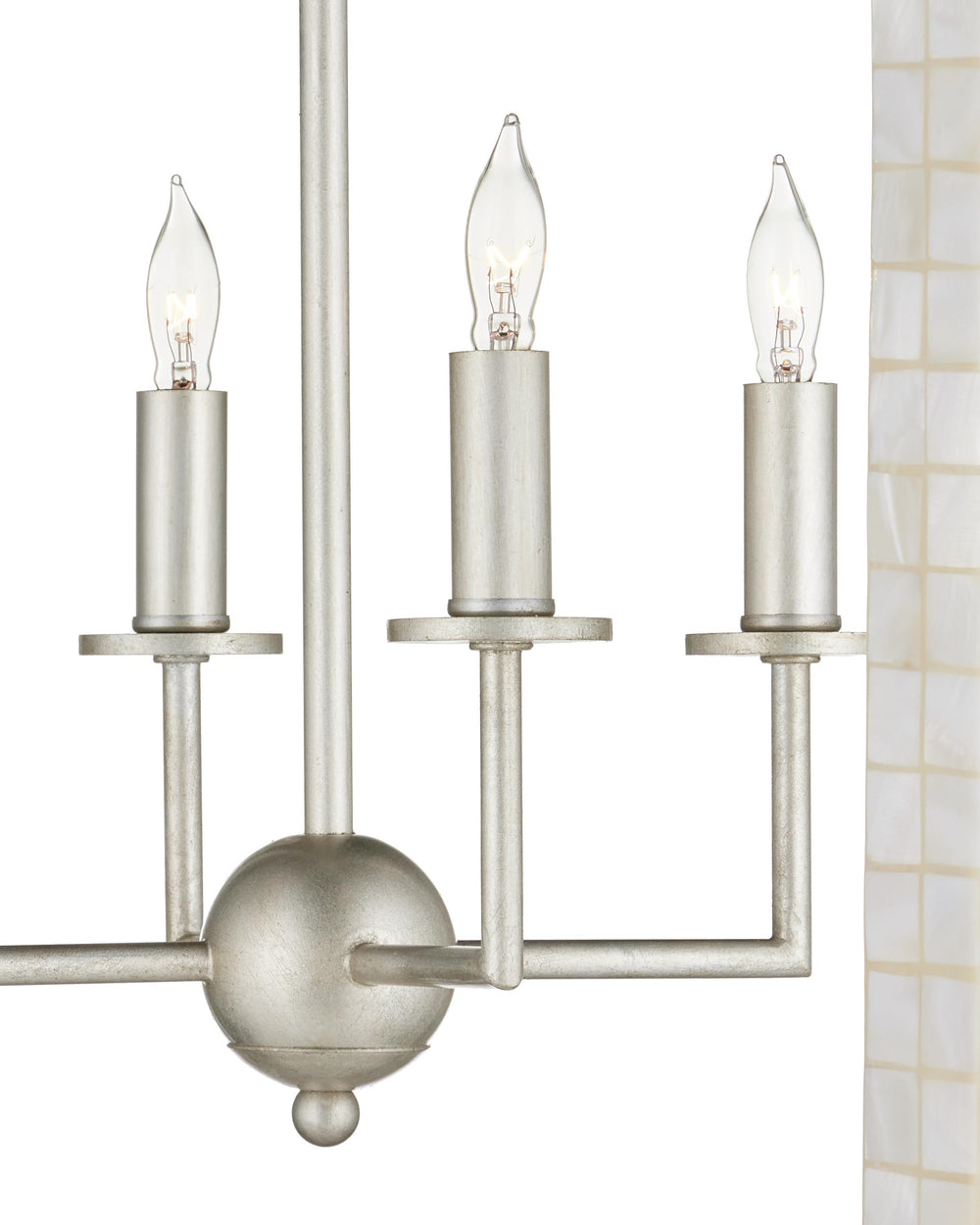 Arietta Chandelier In Mother of Pearl & Contemporary Silver Leaf