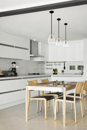 Bella 1 Light Mini Pendant in Matte Black + Olde Brass Finish