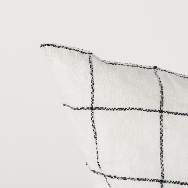 Suzanne 22 x 22 White/Black Square Pattern Decorative Pillow Cover