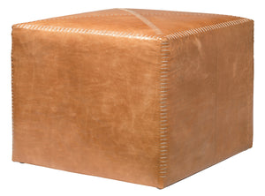 Buff Leather Ottoman, Large