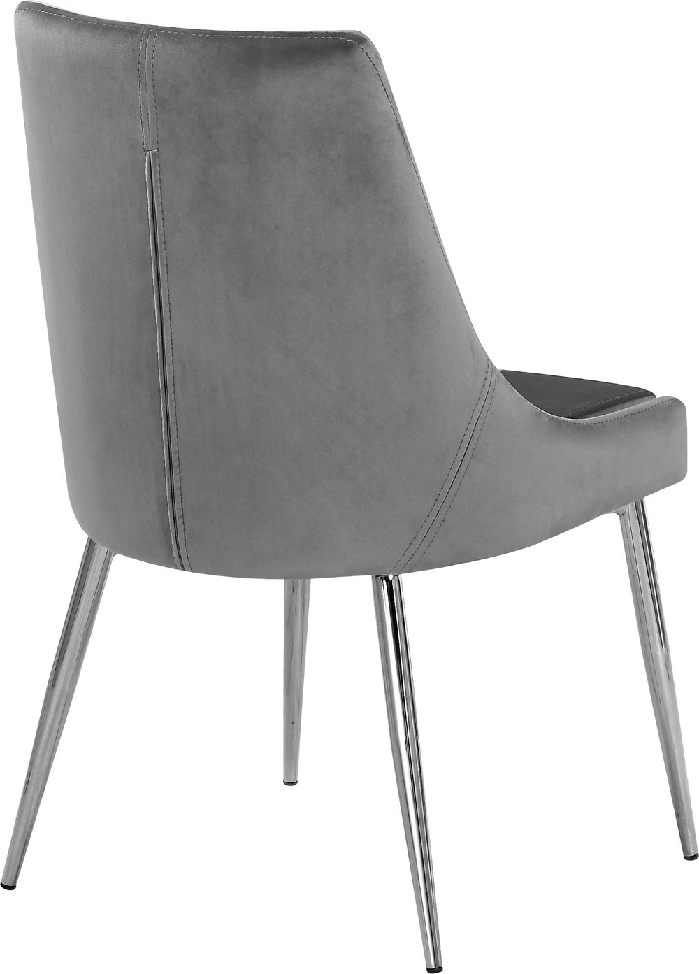 Lynette Dining Chair In Grey Velvet and Chrome