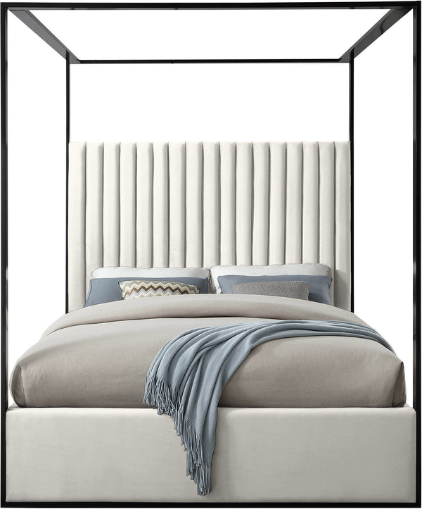 Daniel King Bed In Cream Velvet