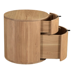 Theo Two Drawer Nightstand in Natural Oak