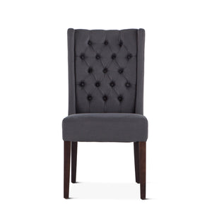 Lara Dark Gray Linen Dining Chair with Dark Walnut Legs