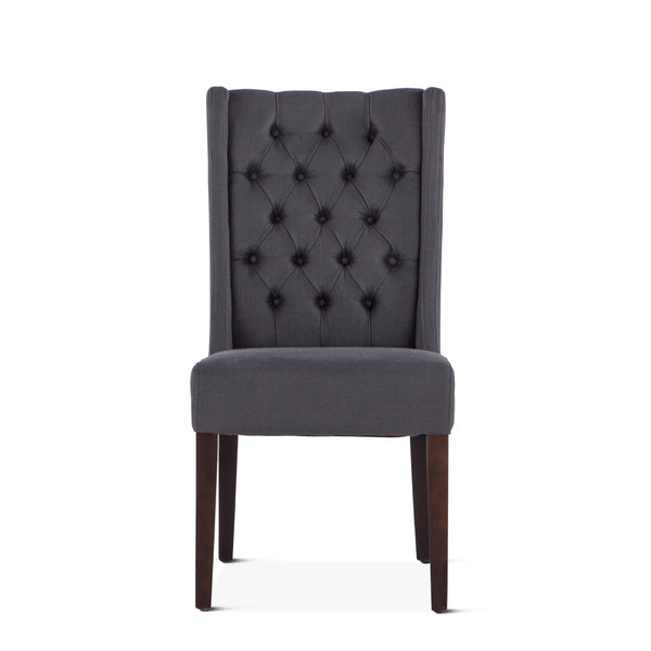 Lara Dark Gray Linen Dining Chair with Dark Walnut Legs