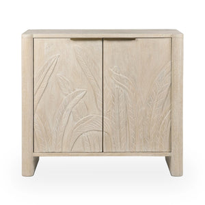 Ledro Solid Mango Wood 2Dr Cabinet with Carvings - Cream