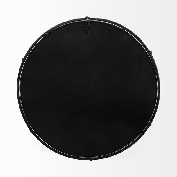 Kimbel 24L x 24W Black Metal Mirrored Base Round Tray