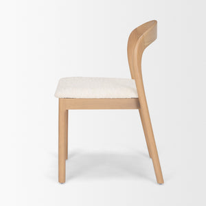 Nobu Oak Wood w/ Cream Fabric Open Back Dining Chair