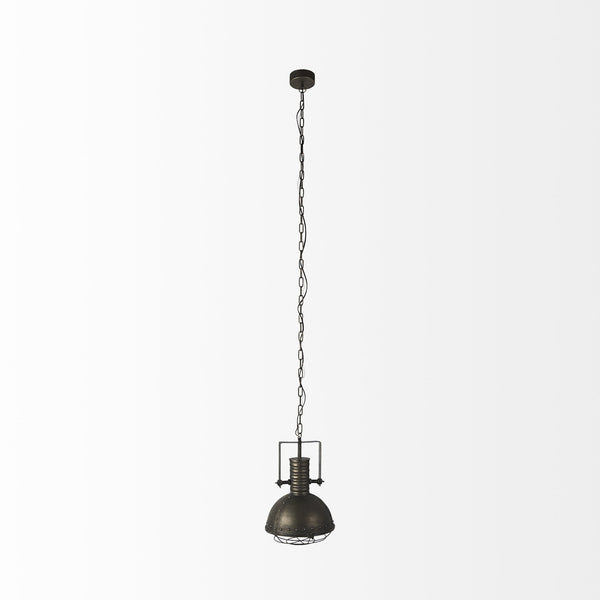 Zaio 12.5Lx 12.5W x 18.5H Weathered Antique Gold Metal Caged Bulb Pendant Light