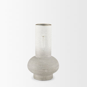 Torres Small Textured Off White w/ Gold Metal Vase