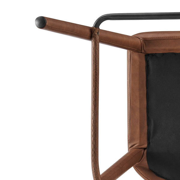 Rylee KD Faux Leather Backless Counter Stool, Vintage Cognac 