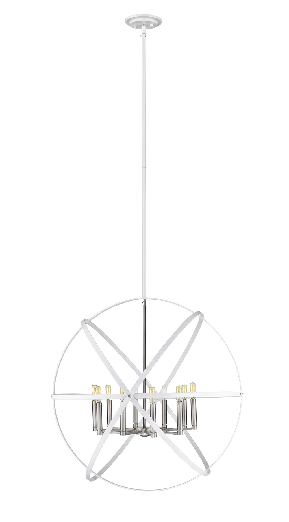 Cavallo 10 Light Chandelier in Hammered White + Brushed Nickel Finish