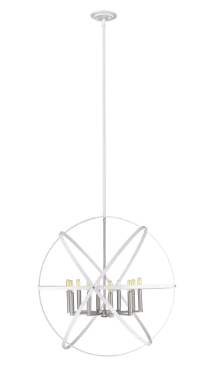 Cavallo 10 Light Chandelier in Hammered White + Brushed Nickel Finish