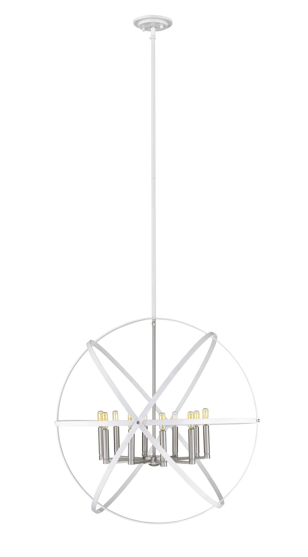 Cavallo 10 Light Chandelier in Hammered White + Brushed Nickel Finish