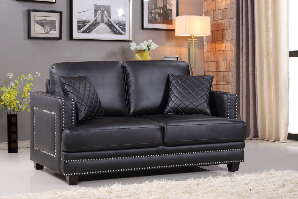 Ida Loveseat In Black Faux Leather