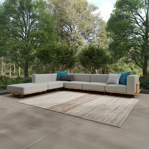 Hudson Outdoor 6pc Sectional in Natural/Gray