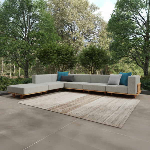 Hudson Outdoor 6pc Sectional in Natural/Gray
