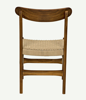 Shagira Teak Chair with Flat Clear Coat and Woven Rope Seat