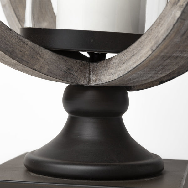Brillion Large Rustic Wood Metal Table Candle Holder